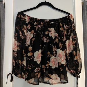 Floral, off the shoulder shirt